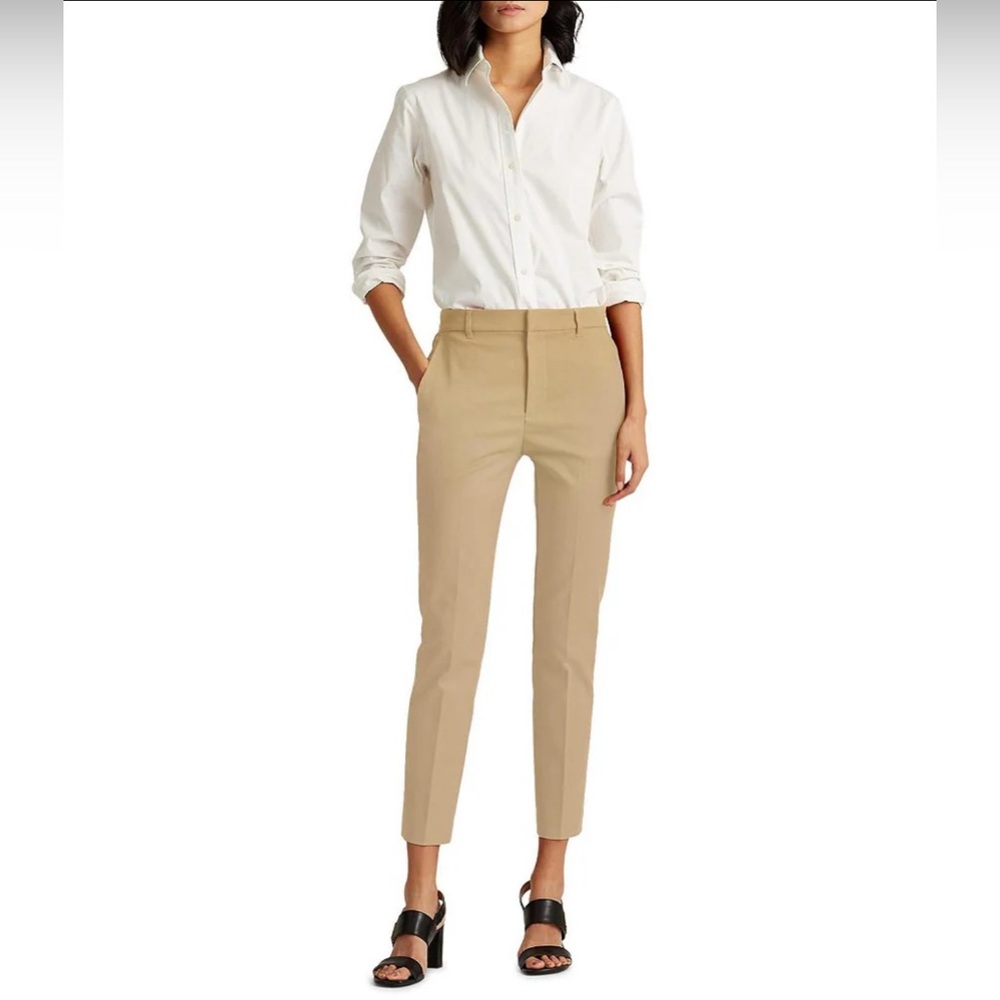 Lauren Ralph Lauren Womens 18W Khaki Flat Front Cotton Blend Pants Office Mature